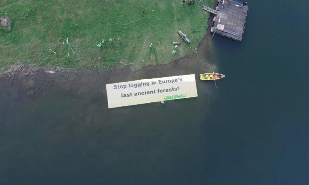 Protest inedit al Greenpeace pe Lacul Vidraru